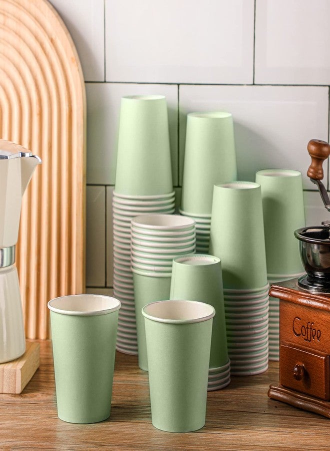 Funtery 100 Count Paper Cups Disposable Bridal Shower Cups for Wedding Holiday Picnic Party Coffee Beverage Tea(9 Oz,sage Green) - Image 3